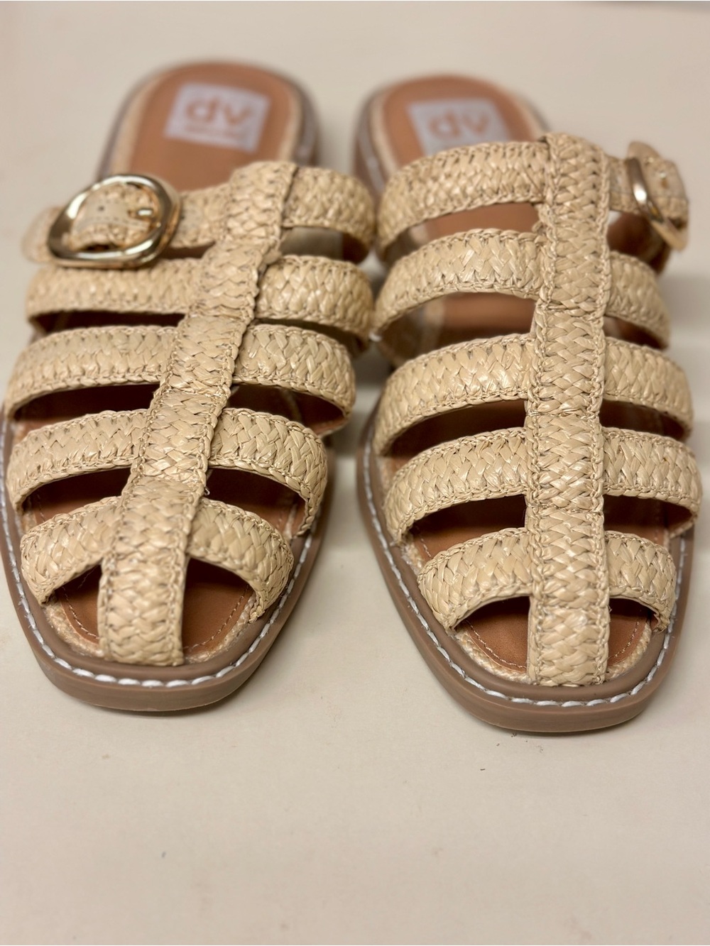 DV by Dolce Vita Beige Woven Slide Sandals